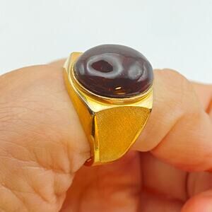 Vintage C&C Baltic Amber 1/20 10K Gold Filled Bold Chunky Mens Ring-11 1/4"